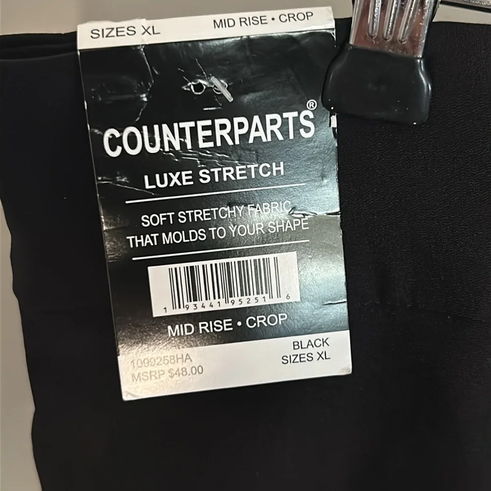 NWT Counterparts Luxe Stretch Mid Rise Crop Black Pants Size XL